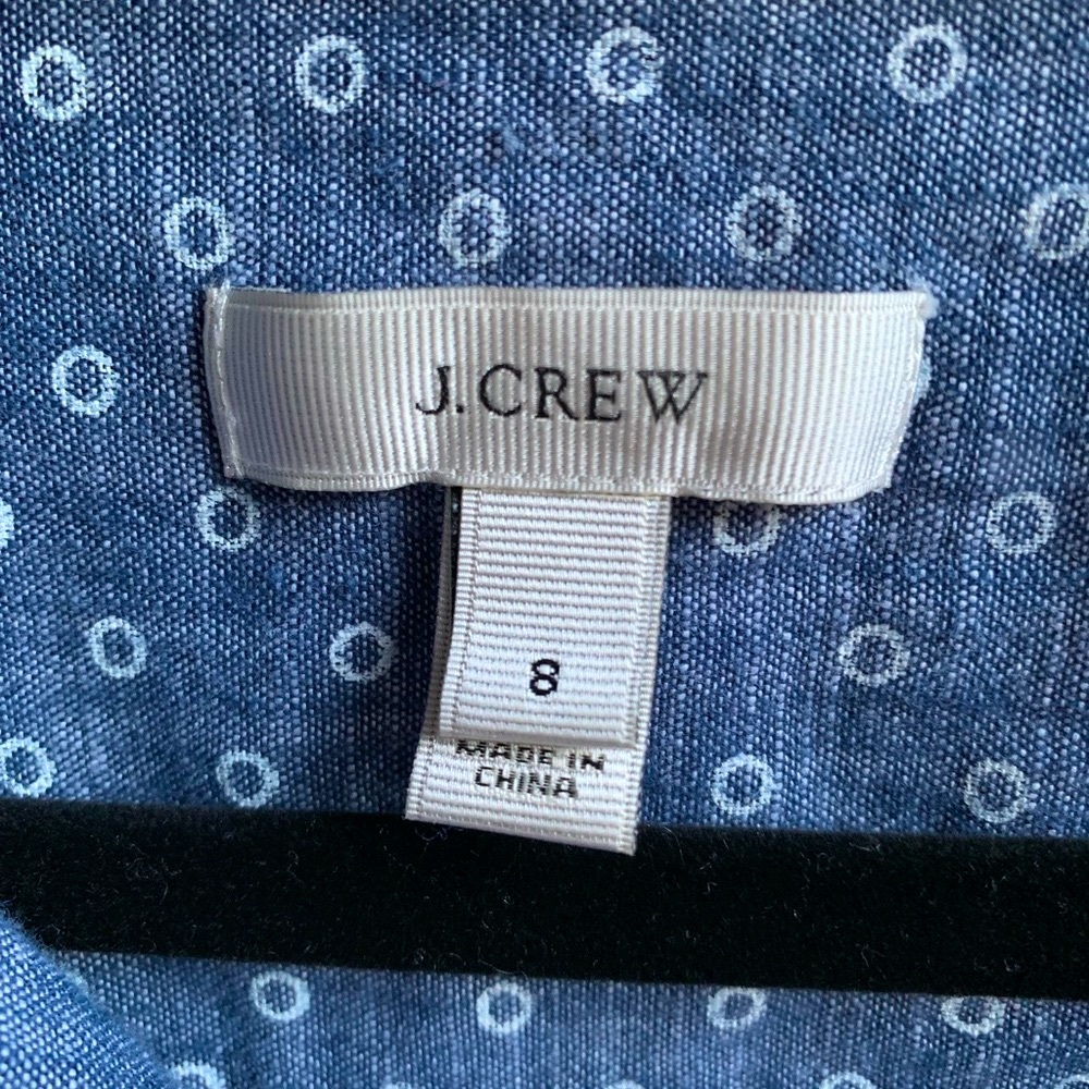 J. Crew Patterned Chambray Partial Button-Up Blou… - image 3